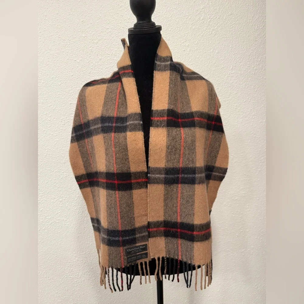 Dior Monsieur Merino Wool Plaid Scarf